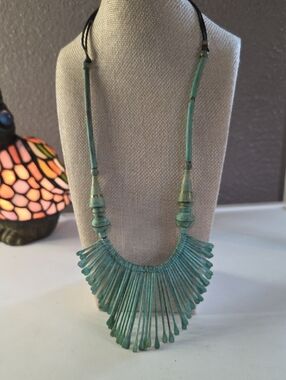 Turquoise Fan Fringe Statement Necklace - Women Jewelry